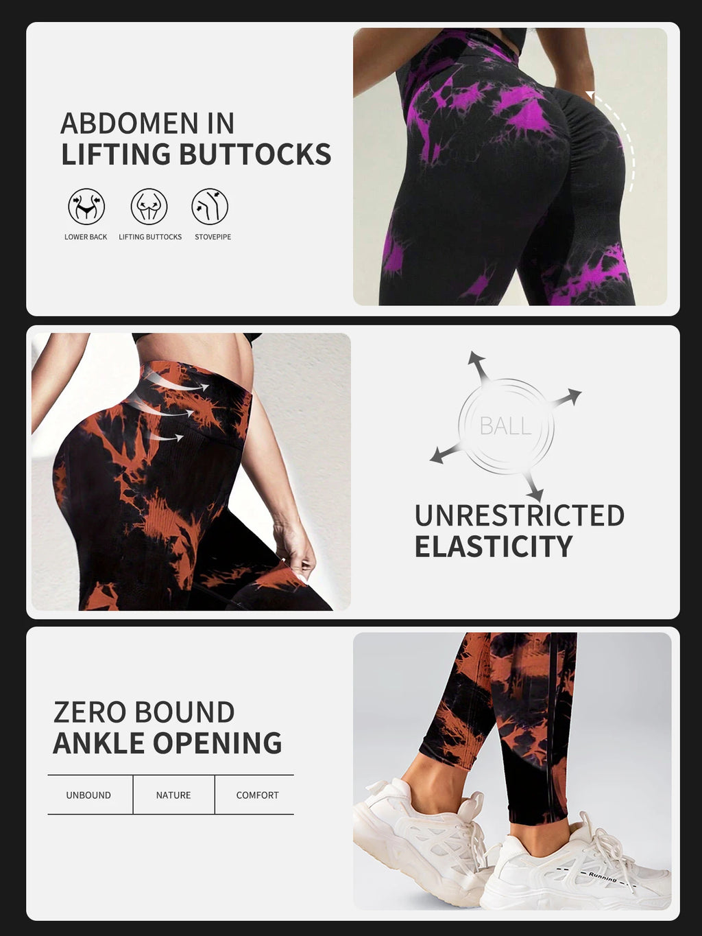 Scrunch Butt Lifting Leggings For Women High Waisted Tie Dye Fragmented Flower Workout Seamless Yoga Pants Peach Lift Tights