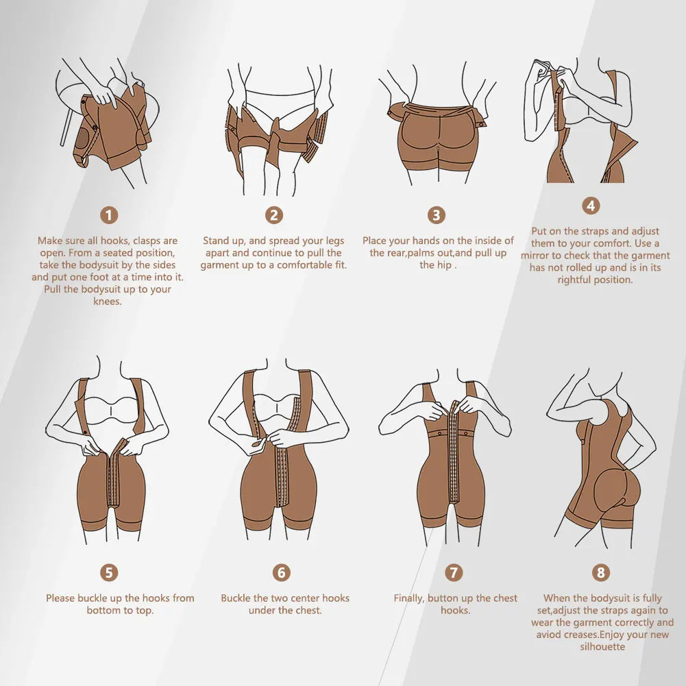 Fajas Colombian Shapewear Postpartum Girdle BBL Bodysuit Tummy Control Butt Lifter for Women Compressed Slimming Body Shaper