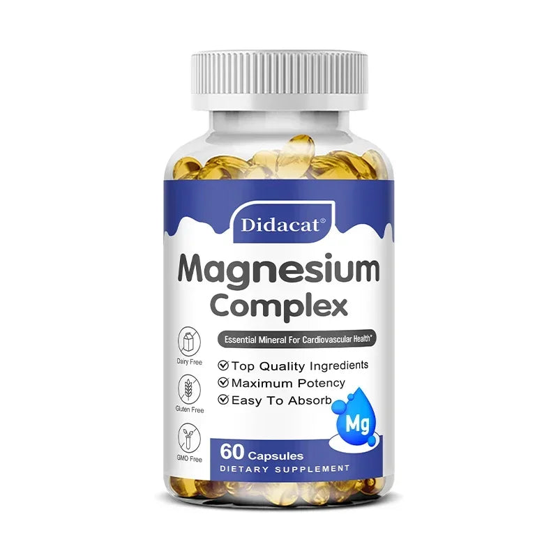 Magnesium Complex Capsuless - Bone, Muscle & Heart Health Supplement, Sleep Support, Muscle Relaxation, Stress & Anxiety Relief