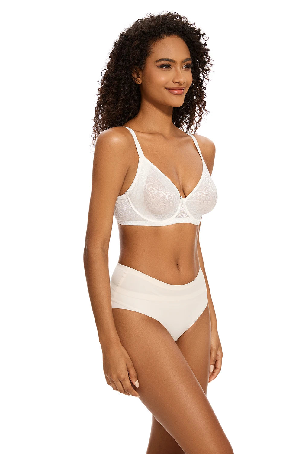 Sheroine Plus Size Minimizer Bra Full Coverage Underwire Plunge Bra with Floral Lace Mesh for Big Breast Support & Comfort