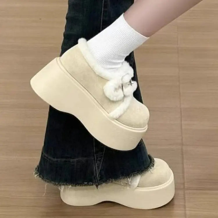 Women's Thick-Soled Snow Boots2025 New Winter Women's Shoes Plus Velvet Thickened Fur Warm Cotton Shoes