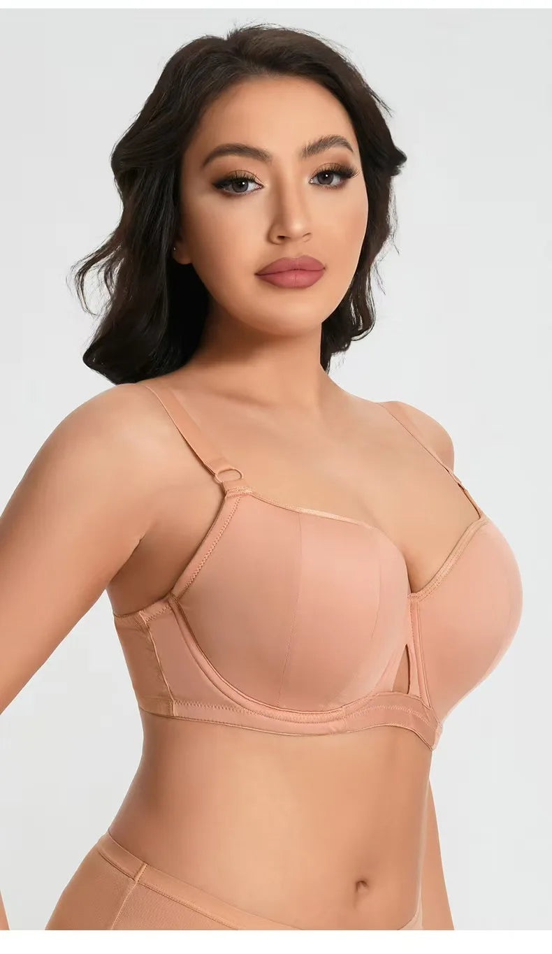Plus Size Minimizer Bra for Women Underwire Full Coverage Anti-sagging Breathable Gathered DEFG Cup Supportive Lingerie
