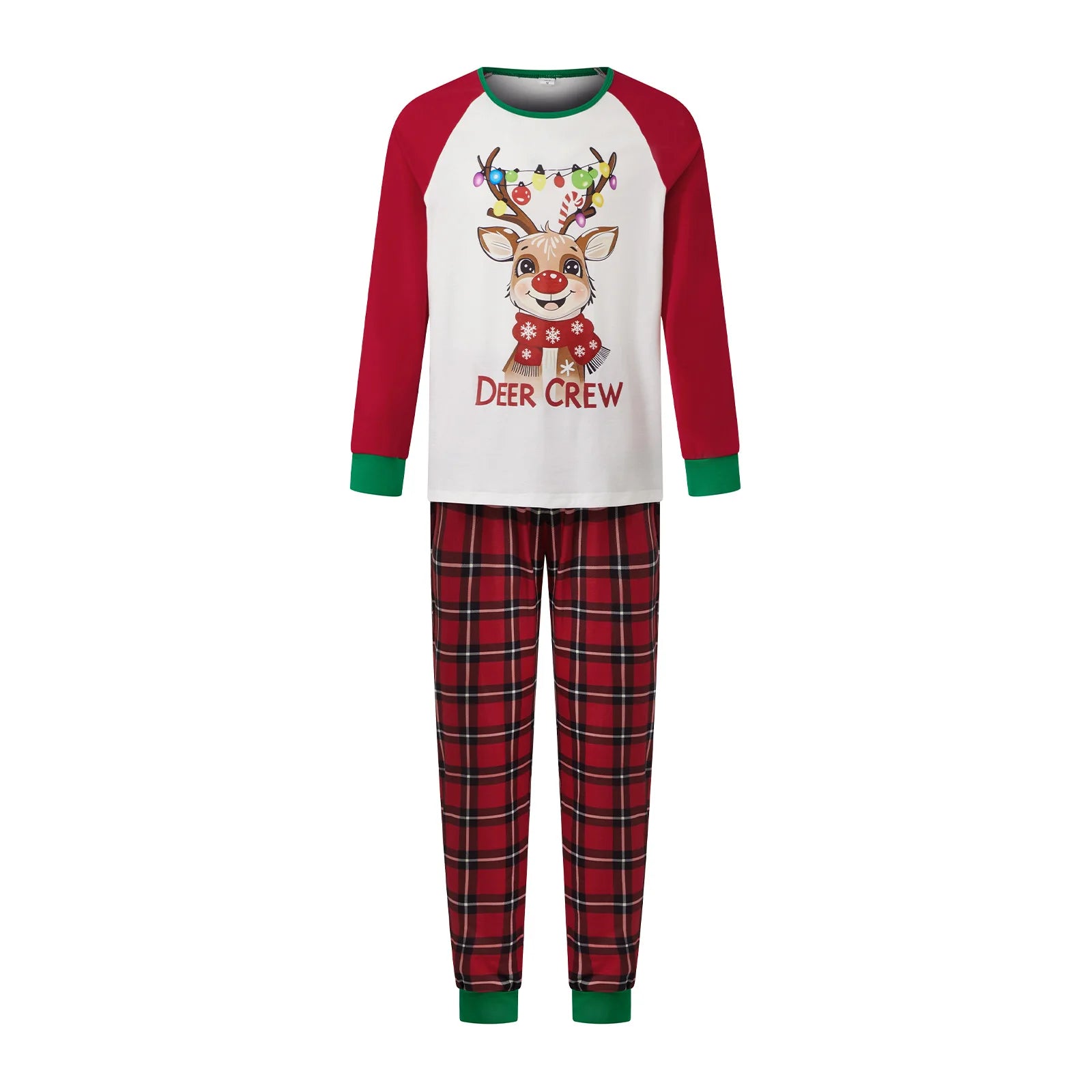 Family Matching Christmas Pajama Sets Adult Kid Reindeer Plaid Print Long Sleeve T-shirts Pants Holiday Sleepwear Xmas Sleepwear