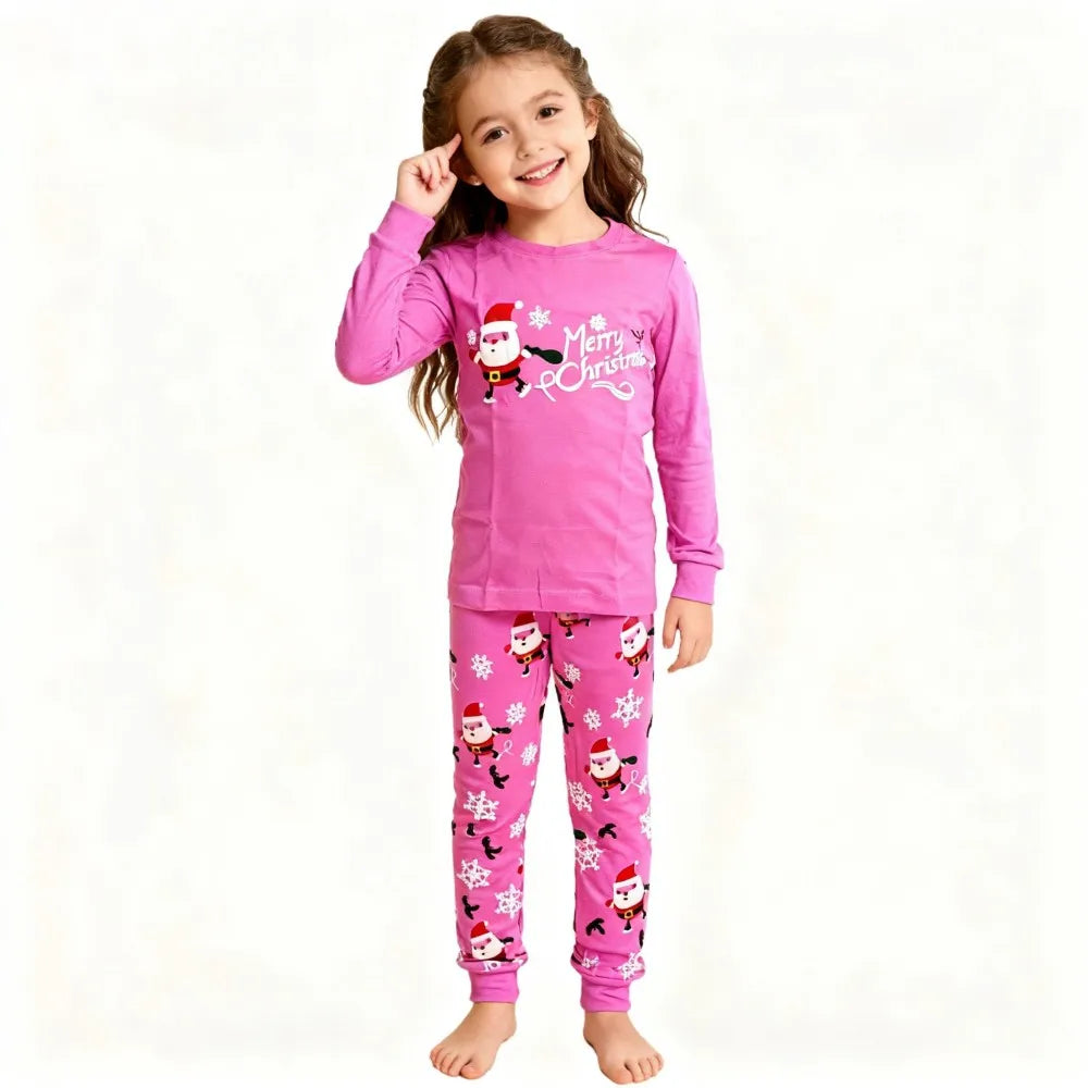 Kids Christmas Pajamas Set Children Long Sleeve Sleepwear Santa Claus Pijamas Soft Pjs for Boys Girls with "Merry Christmas"