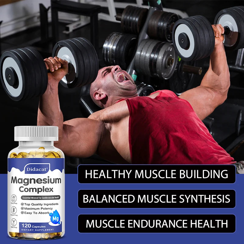 Magnesium Complex Capsuless - Bone, Muscle & Heart Health Supplement, Sleep Support, Muscle Relaxation, Stress & Anxiety Relief
