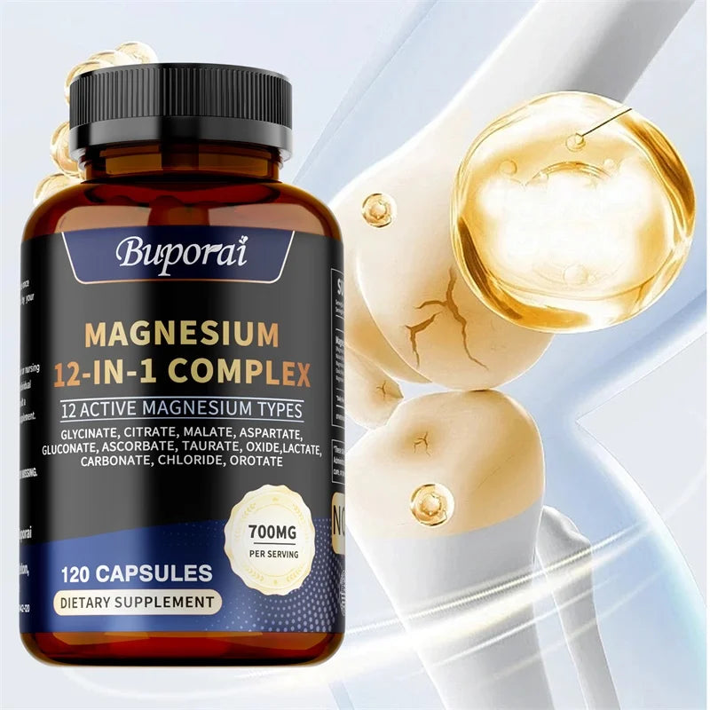 Magnesium Complex Capsules - Bone & Heart Health Supplement, Glycine, Citrate, Malate, Aspartate, Gluconate, Ascorbate, Taurine