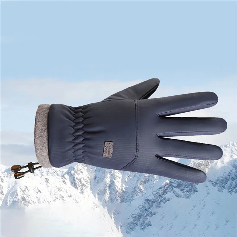 Men Winter Waterproof Cycling Gloves Outdoor Sports Running Motorcycle Ski Touch Screen Fleece Gloves Non-slip Warm Full Fingers