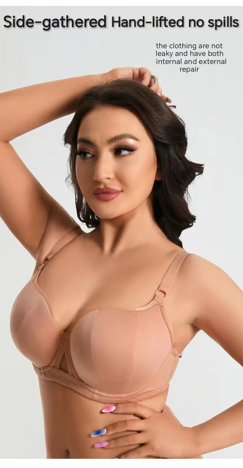 Plus Size Minimizer Bra for Women Underwire Full Coverage Anti-sagging Breathable Gathered DEFG Cup Supportive Lingerie