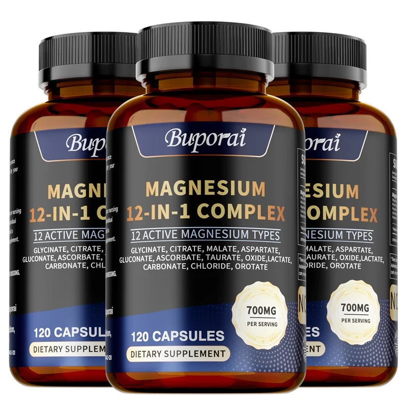 Magnesium Complex Capsules - Bone & Heart Health Supplement, Sleep Support,Muscle Relaxation,Stress & Anxiety Relief