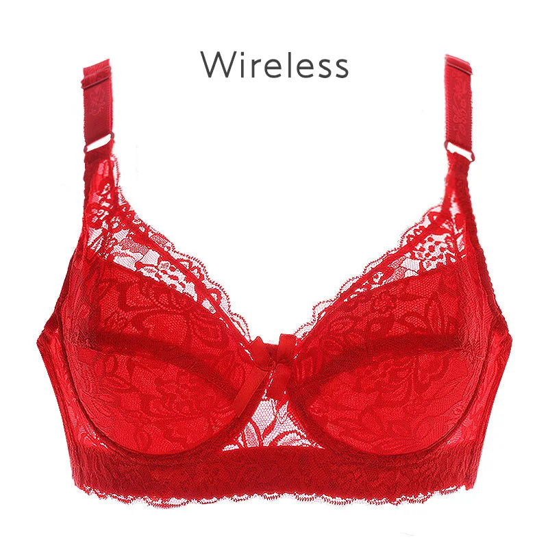 Women Sexy Lace Bra Wireless Minimizer Bra Wire Free Brassiere Women 75-105 B C D Plus Size Lingerie Sexy Adjustable Underwear