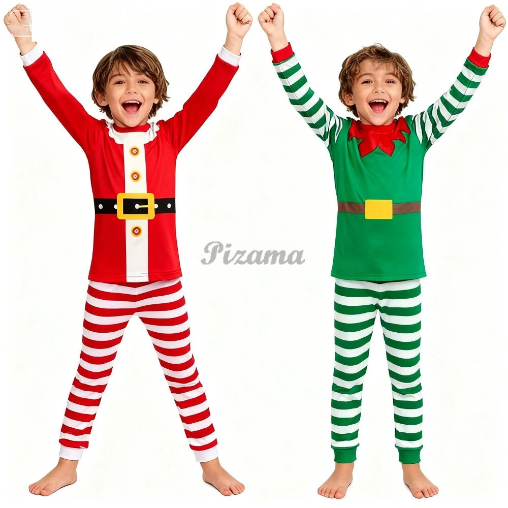 Kids Christmas Pajamas Sets Children's Santa Claus Striped Boys Pyjamas Girls Pijamas Nightwear Homewear Baby Christmas Pyjamas