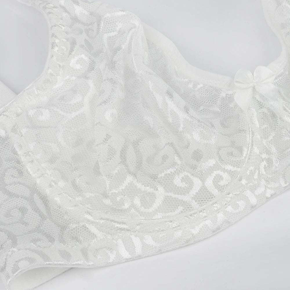 Sheroine Plus Size Minimizer Bra Full Coverage Underwire Plunge Bra with Floral Lace Mesh for Big Breast Support & Comfort
