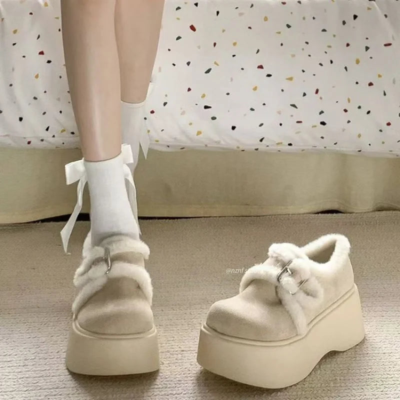 Women's Thick-Soled Snow Boots2025 New Winter Women's Shoes Plus Velvet Thickened Fur Warm Cotton Shoes