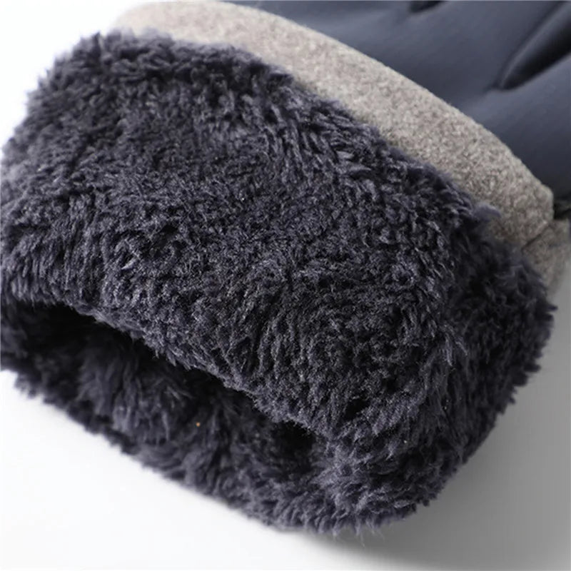 Men Winter Waterproof Cycling Gloves Outdoor Sports Running Motorcycle Ski Touch Screen Fleece Gloves Non-slip Warm Full Fingers