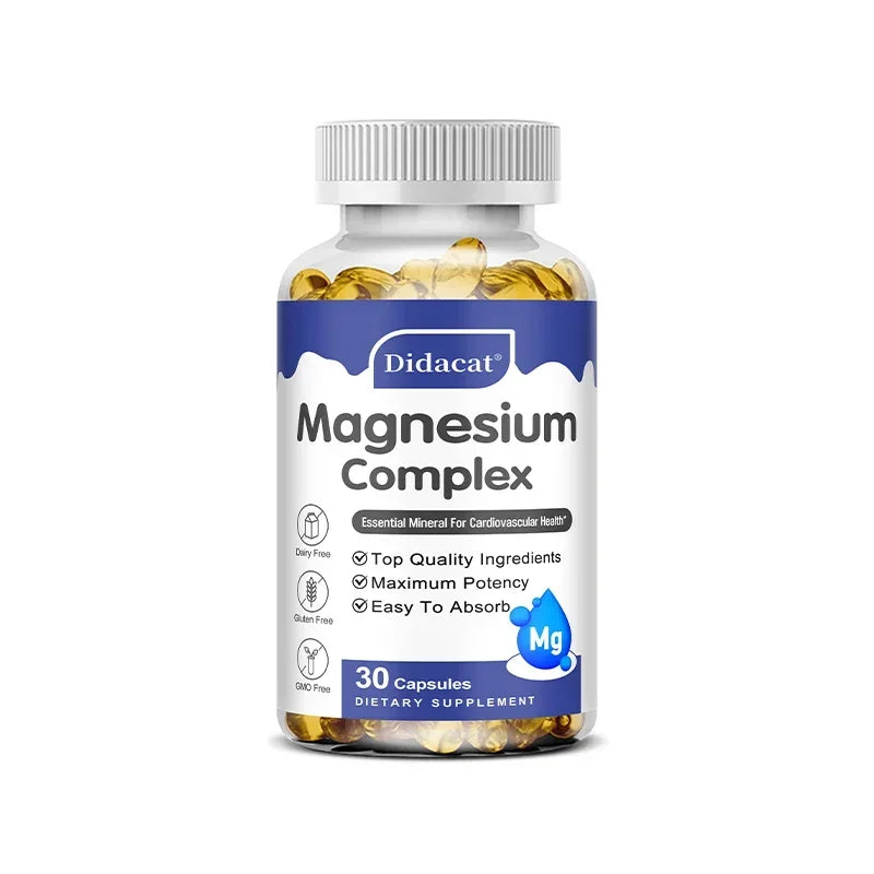 Magnesium Complex Capsuless - Bone, Muscle & Heart Health Supplement, Sleep Support, Muscle Relaxation, Stress & Anxiety Relief