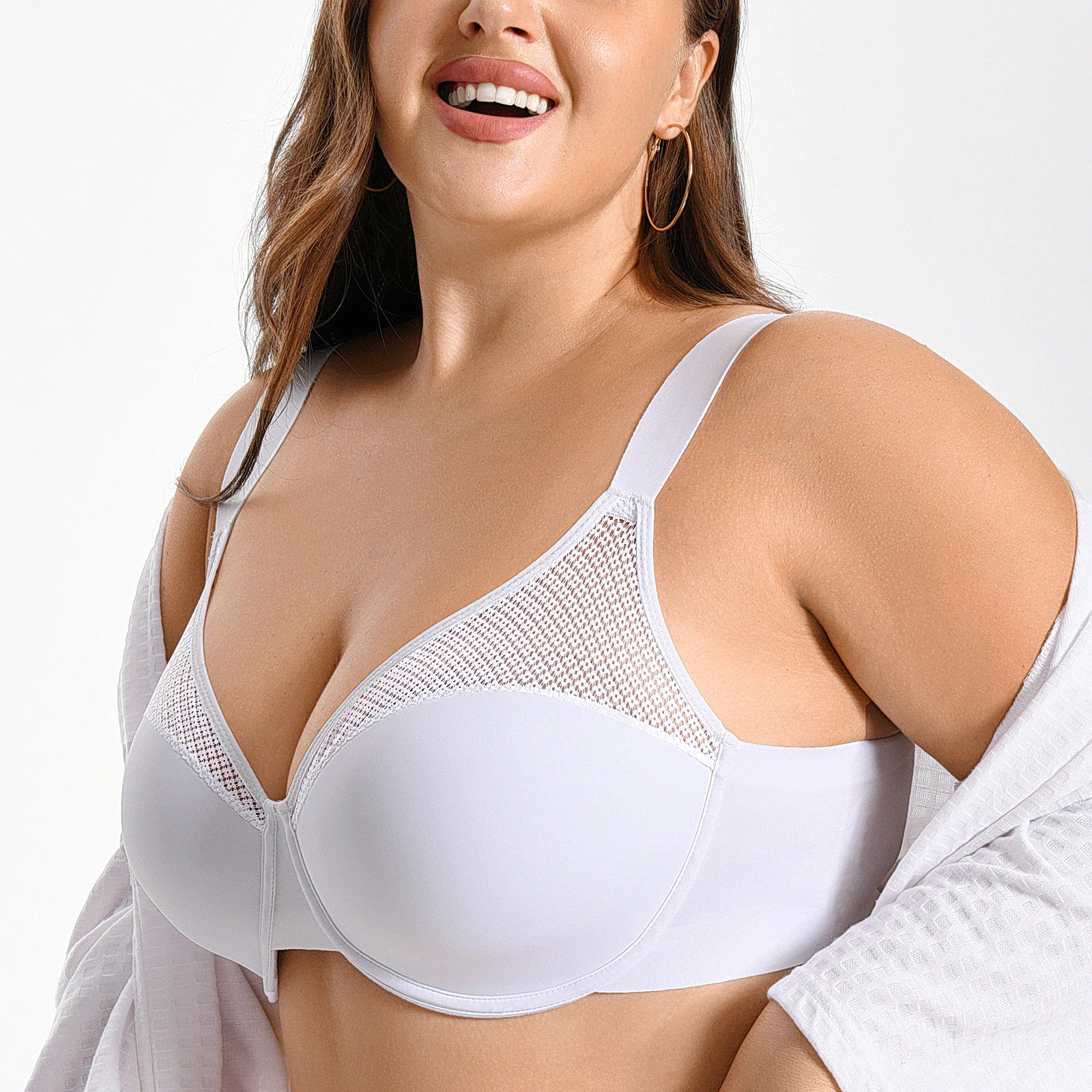 New Minimizer Lace Bras Unpadded Underwire Women Bra Thin Mesh Big Size Breast Cups Sexy Everyday Bra