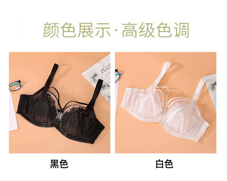 Womens Lace Sheer Minimizer Bra Full Coverage Non Padded Underwire Female Breathable Plus Size Lingerie 34 36 38 40 42 C D DD E