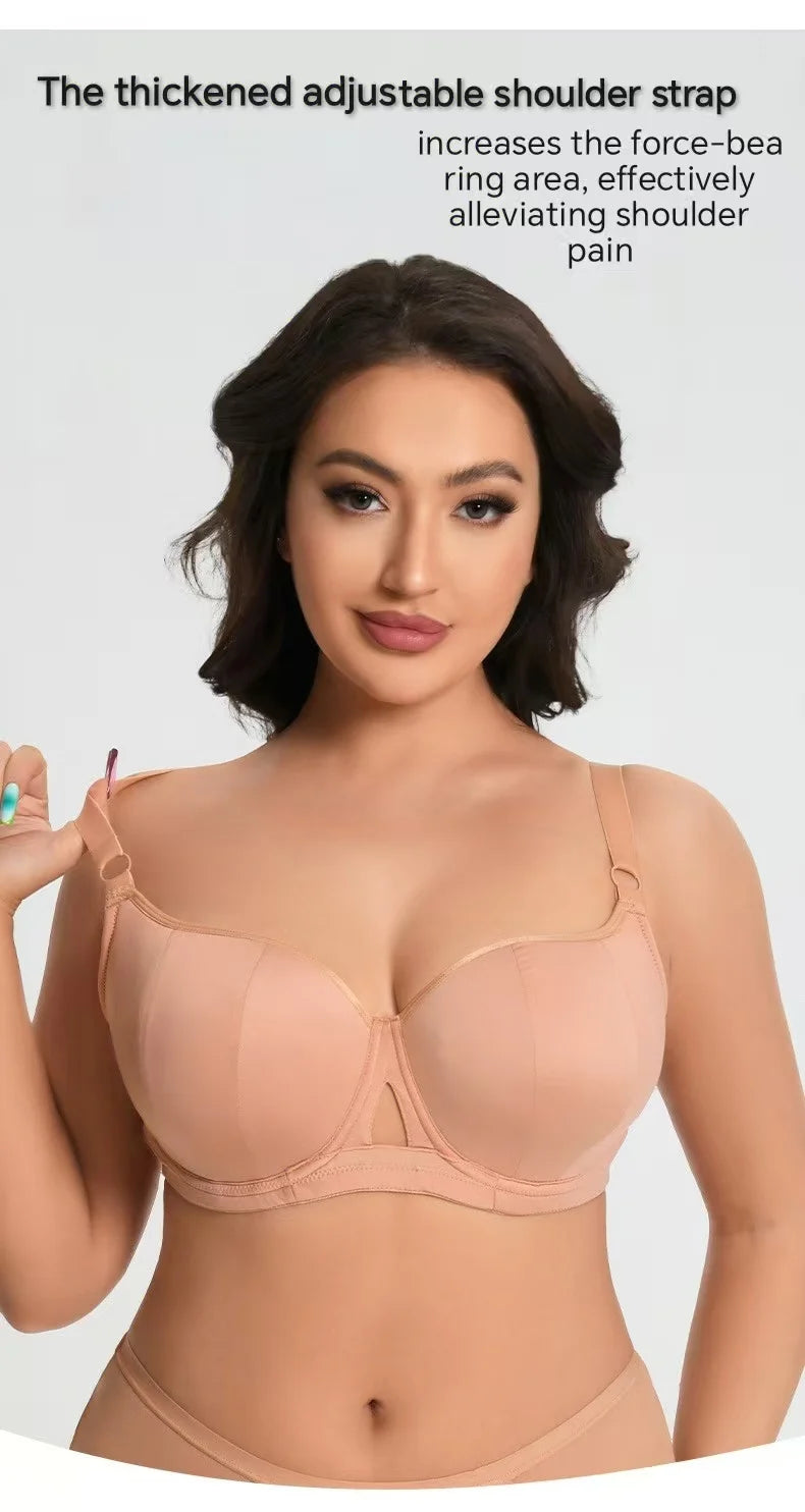 Plus Size Minimizer Bra for Women Underwire Full Coverage Anti-sagging Breathable Gathered DEFG Cup Supportive Lingerie