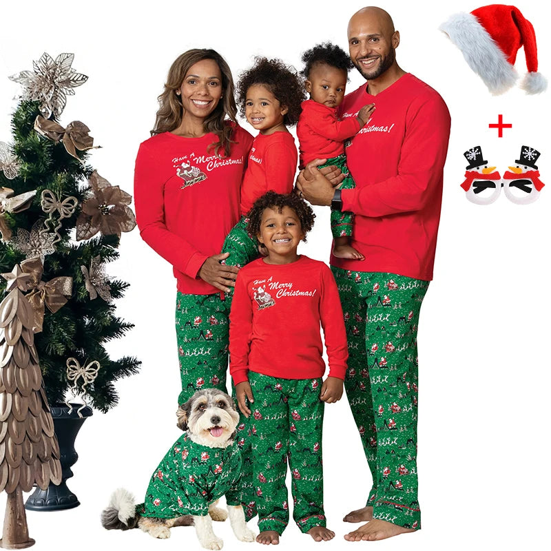 Cotton Santa Claus Print Christmas Matching Pajamas for The Whole Family Loungewear Women Men Pajama Children's Boy Girl Pijama