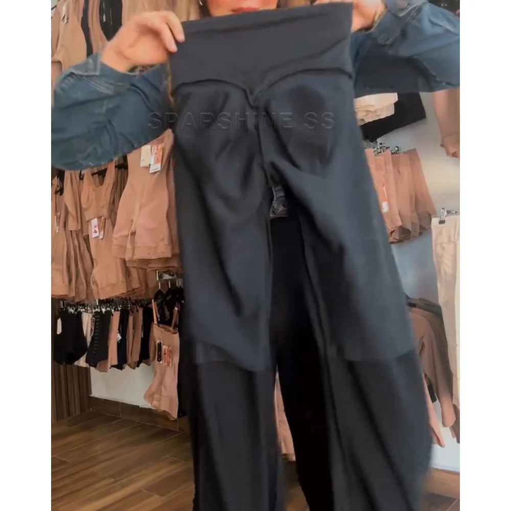 Women Butt Lifter Leggings High Waisted Tummy Control Flared Pants Slim Fit Booty Lifting Yoga Pants Stretchy Workout Leggings