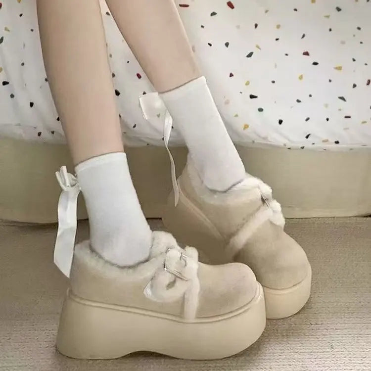 Women's Thick-Soled Snow Boots2025 New Winter Women's Shoes Plus Velvet Thickened Fur Warm Cotton Shoes