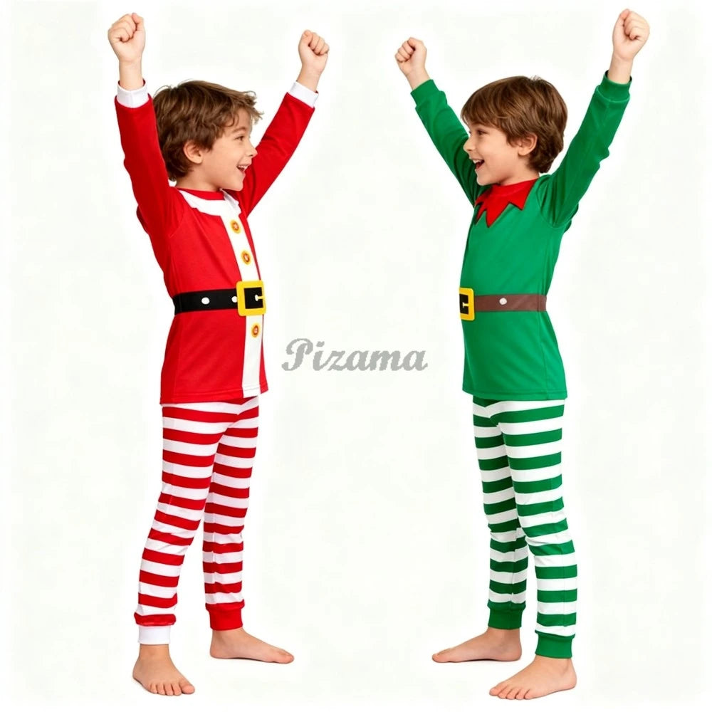 Kids Christmas Pajamas Sets Children's Santa Claus Striped Boys Pyjamas Girls Pijamas Nightwear Homewear Baby Christmas Pyjamas