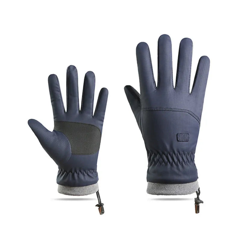 Men Winter Waterproof Cycling Gloves Outdoor Sports Running Motorcycle Ski Touch Screen Fleece Gloves Non-slip Warm Full Fingers