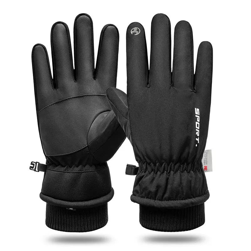 Men Winter Waterproof Cycling Gloves Outdoor Sports Running Motorcycle Ski Touch Screen Fleece Gloves Non-slip Warm Full Fingers