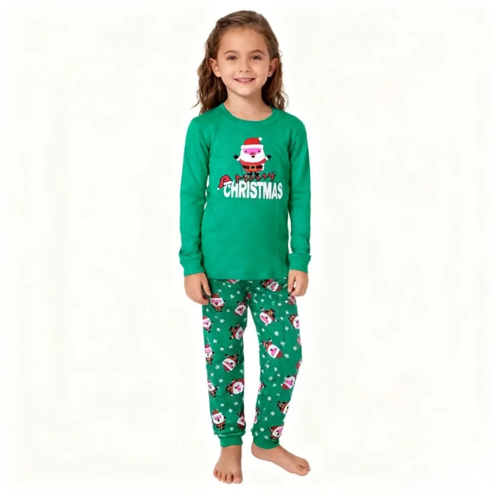 Kids Christmas Pajamas Set Children Long Sleeve Sleepwear Santa Claus Pijamas Soft Pjs for Boys Girls with "Merry Christmas"