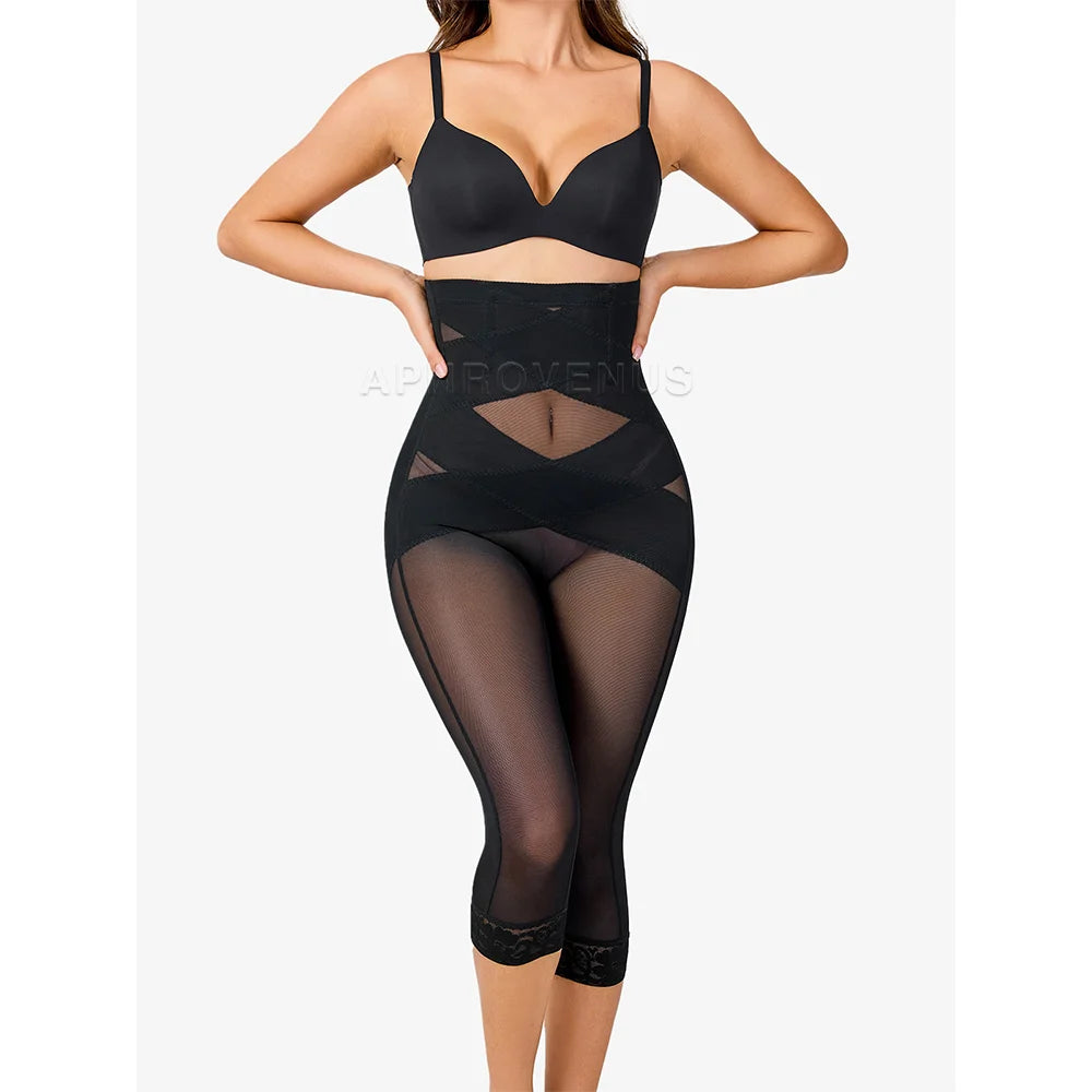 Butt Lifting High Waist Lace Tummy Control Shaper Mid Pants for Women Shapewear Slimming Underwear Elastic Waist Trainer Pants